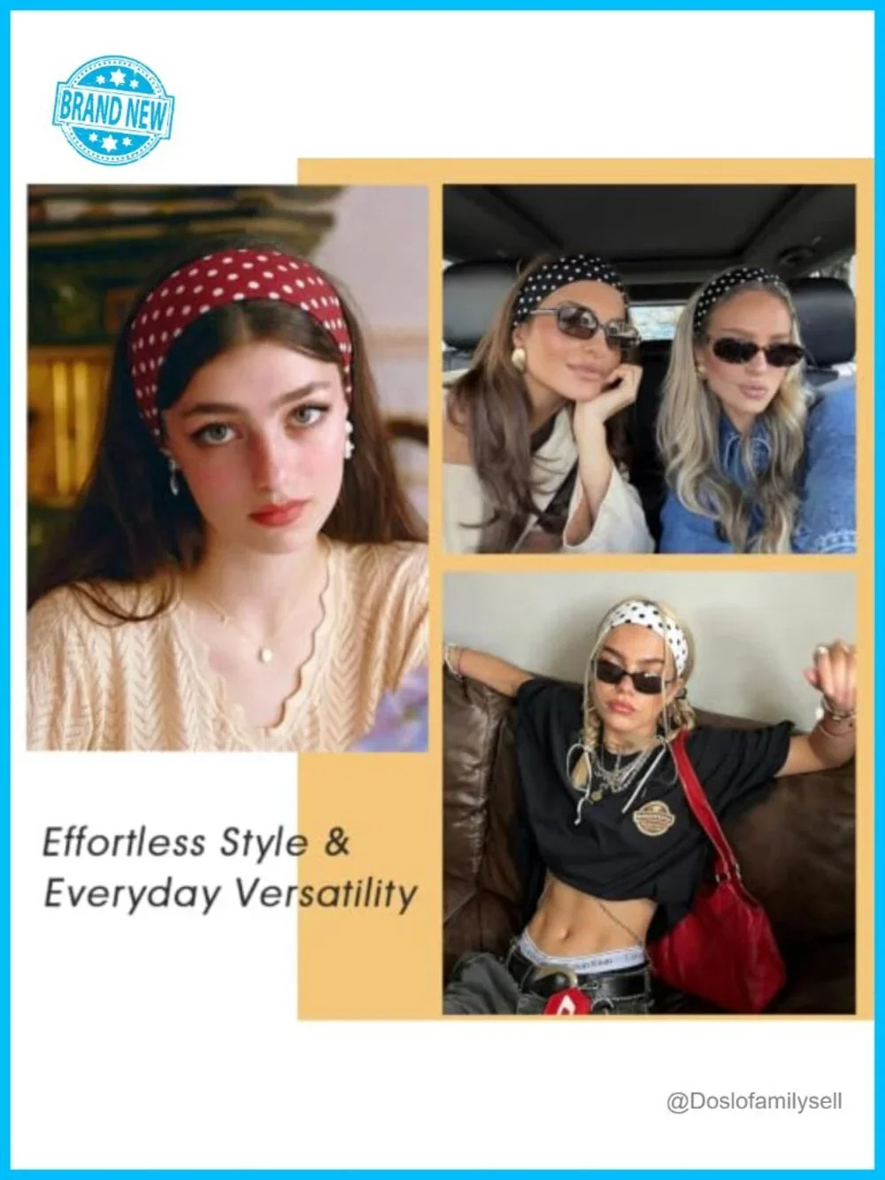 Cute Y2K Style Elastic Wide Headband 5 Pack Non Slip for Workout Yoga Hair